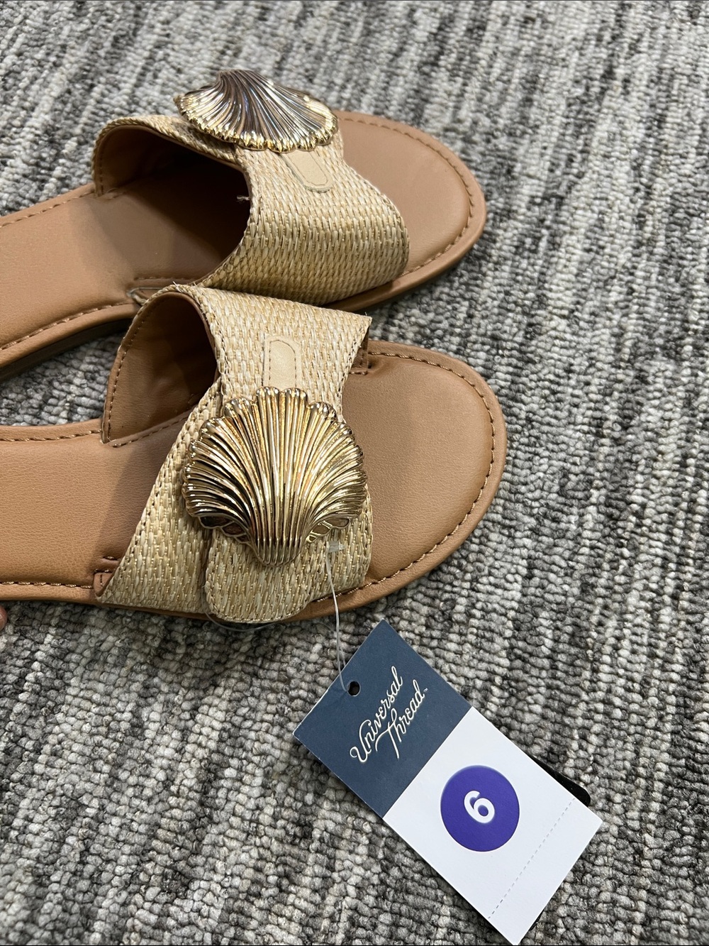 Universal Thread Women's Nesryn Raffia Shell Ornament Slide Sandal Size 6 - Picture 11 of 13
